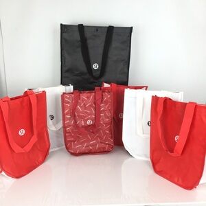 Lululemon Reusable Shopping Bags Bundle of 7, 1 Large 6 Small Black White Red